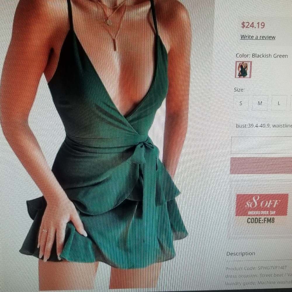 Forest green flirty spaghetti strap mini dress